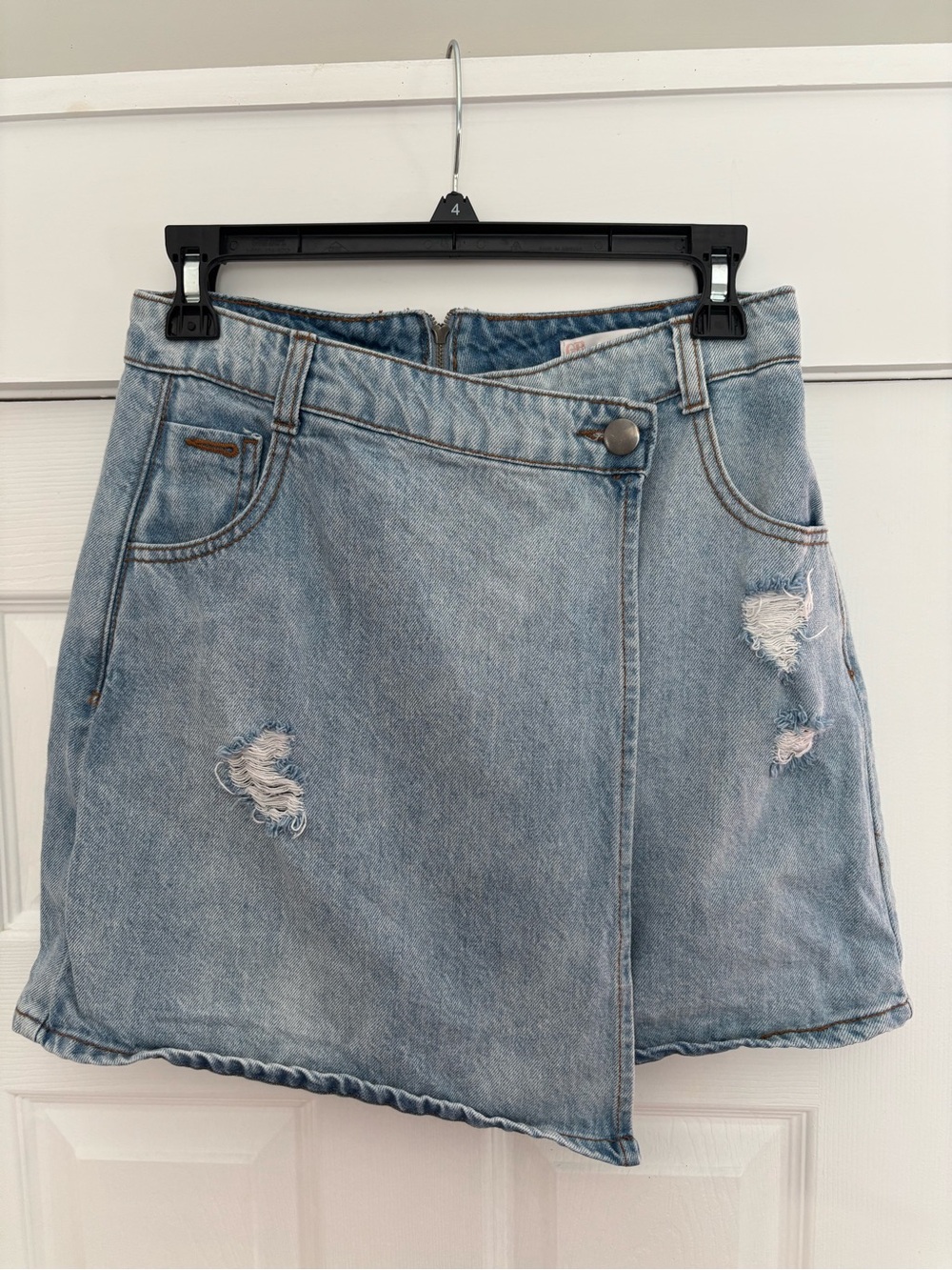 GB Denim Skirt Size 5 Juniors Asymmetrical Wrap Button Mini Skirt